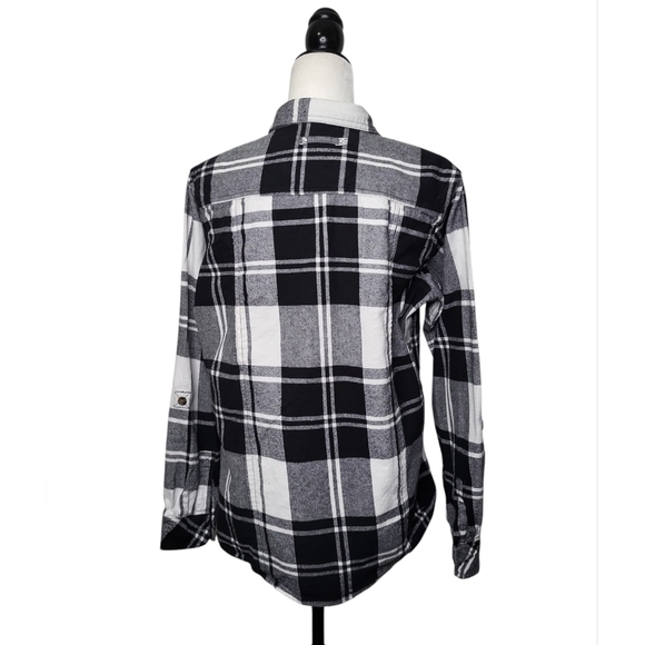 Oxgear Women's Shirt Size XL Black & White Plaid Button Down Flannel - Picture 3 of 12